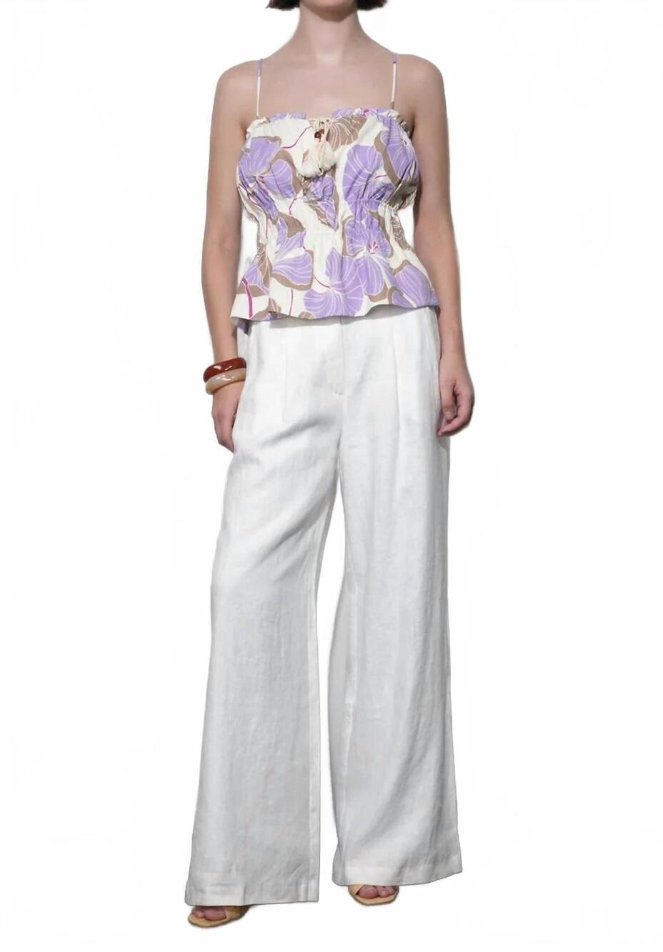 NEW GREYLIN iris tie front elastic waist tank top in cream